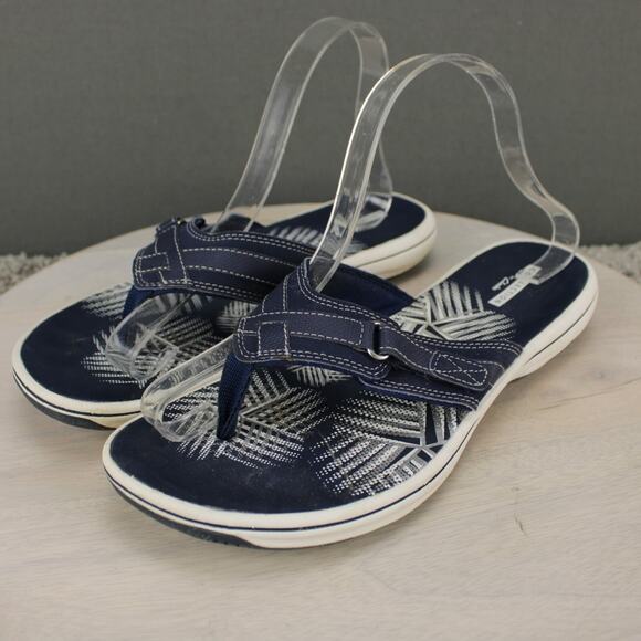 Clarks Sport Sandals Adjustable Outdoor Womens 9 Navy Blue Shoes - Picture 4 of 9